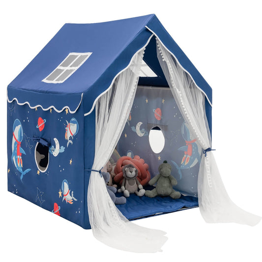 Large Kids Play Tent with Removable Cotton Mat, Blue