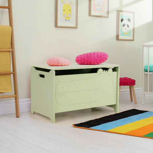 Wooden Kids Toy Box with Safety Hinge, Green - Gallery Canada