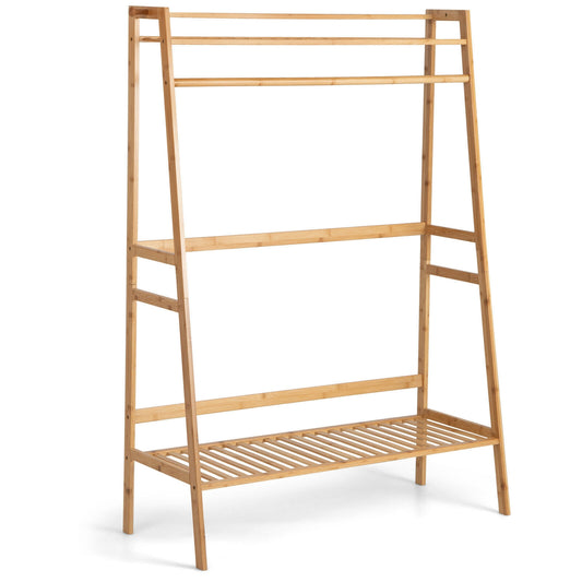 Bamboo Clothing Rack With Storage Shelves, Natural Coat Racks & Hall Trees Natural at Gallery Canada