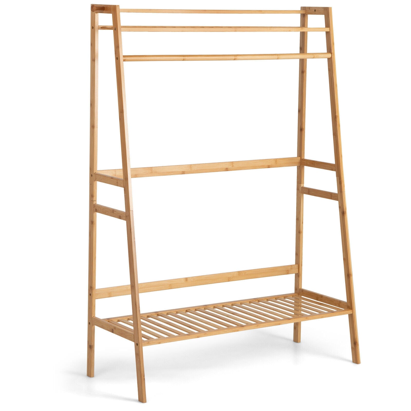 Bamboo Clothing Rack With Storage Shelves, Natural Coat Racks & Hall Trees at Gallery Canada