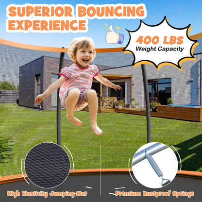 12FT ASTM Approved Recreational Trampoline with Ladder, Orange Trampolines at Gallery Canada