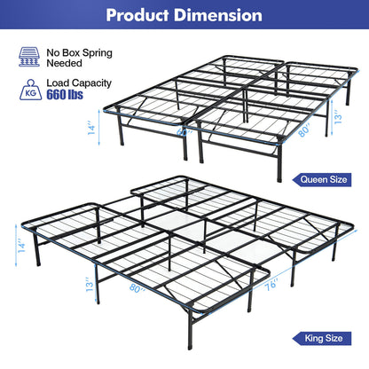 Queen/King Size Folding Steel Platform Bed Frame for Kids and Adults-King Size, Black Folding Beds at Gallery Canada