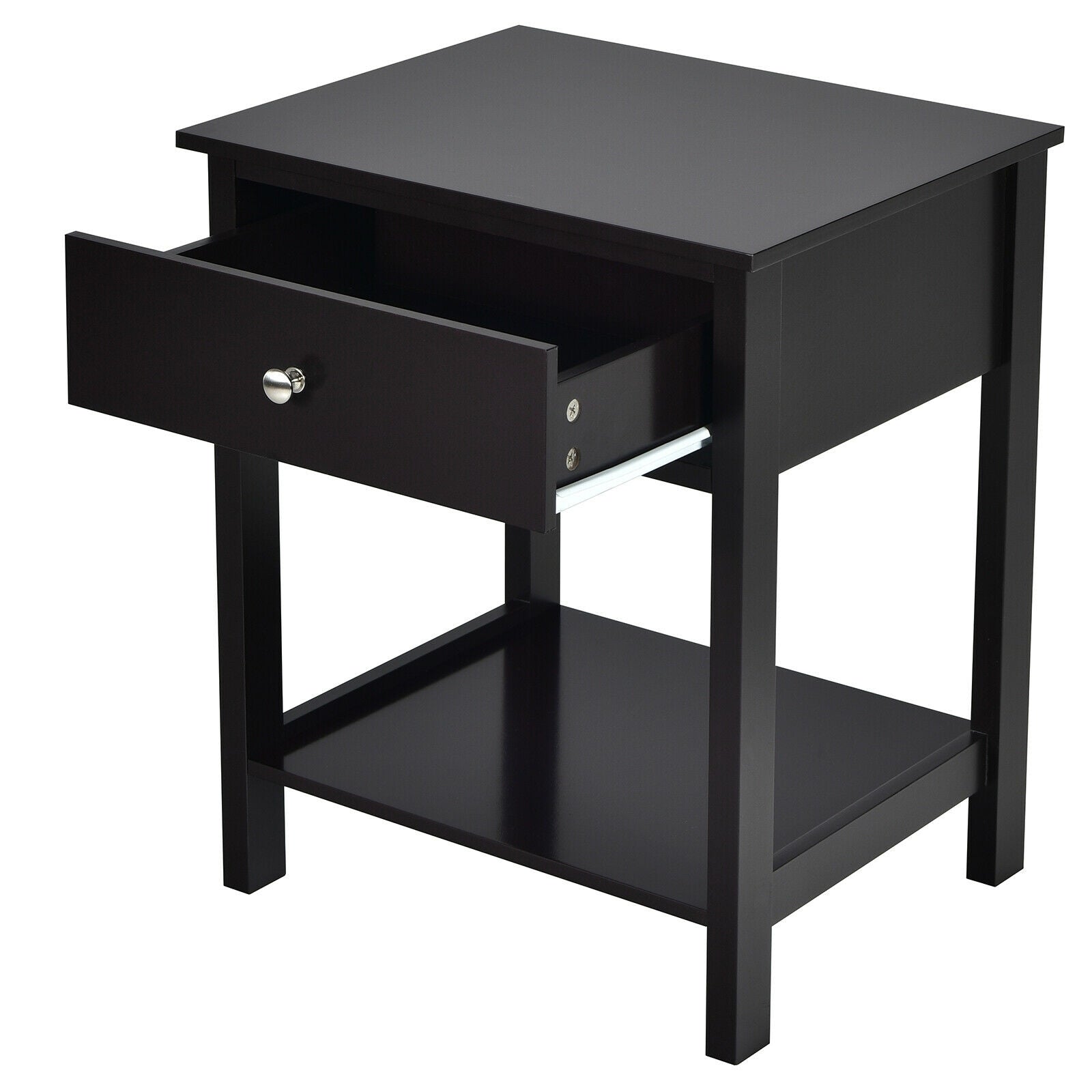 Wooden Storage Shelf With Drawer, Black Nightstands at Gallery Canada