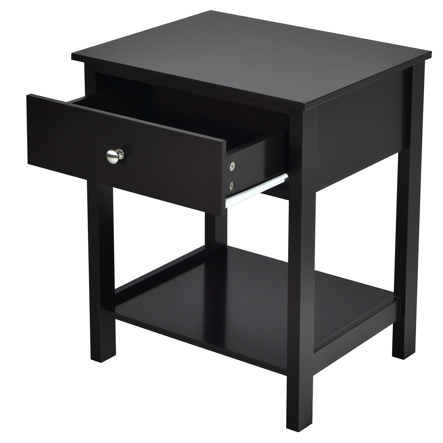 Wooden Storage Shelf With Drawer, Black Nightstands at Gallery Canada