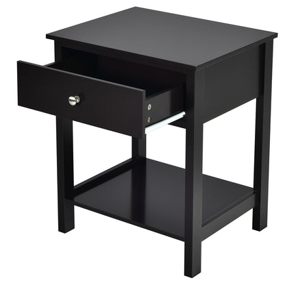 Wooden Storage Shelf With Drawer, Black Nightstands at Gallery Canada