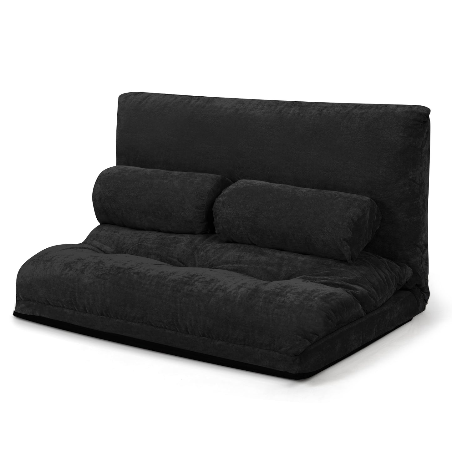 6-Position Adjustable Sleeper Lounge Couch with 2 Pillows, Black Floor Chairs Black at Gallery Canada