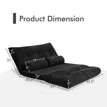 6-Position Adjustable Sleeper Lounge Couch with 2 Pillows, Black Floor Chairs at Gallery Canada