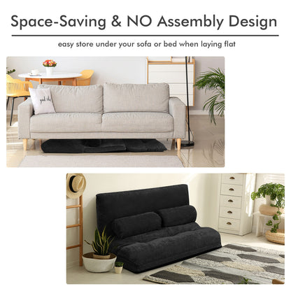 6-Position Adjustable Sleeper Lounge Couch with 2 Pillows, Black Floor Chairs at Gallery Canada