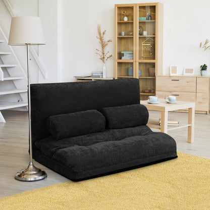 6-Position Adjustable Sleeper Lounge Couch with 2 Pillows, Black Floor Chairs at Gallery Canada