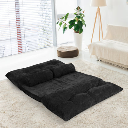 6-Position Adjustable Sleeper Lounge Couch with 2 Pillows, Black Floor Chairs at Gallery Canada