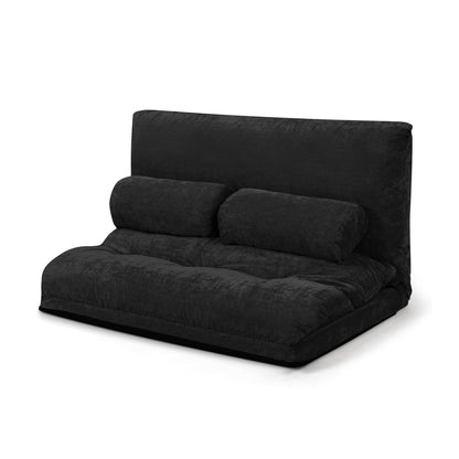 6-Position Adjustable Sleeper Lounge Couch with 2 Pillows, Black Floor Chairs at Gallery Canada