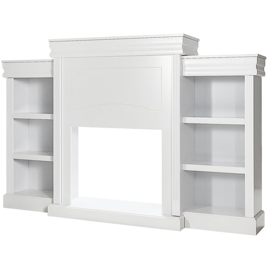 70 Inch Modern Fireplace Media Entertainment Center with Bookcase, White at Gallery Canada