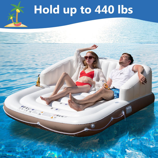 Inflatable Pool Float Lounge Swimming Raft, White - Gallery Canada