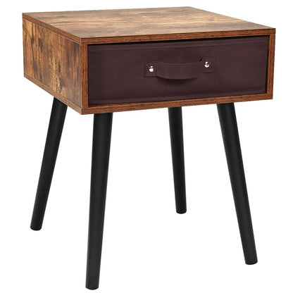 Mid-Century End Accent Bedside Table, Brown