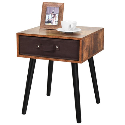 Mid-Century End Accent Bedside Table, Brown