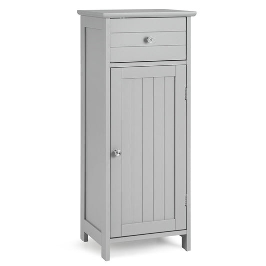 Wooden Bathroom Floor Storage Cabinet with Drawer and Shelf, Gray - Gallery Canada