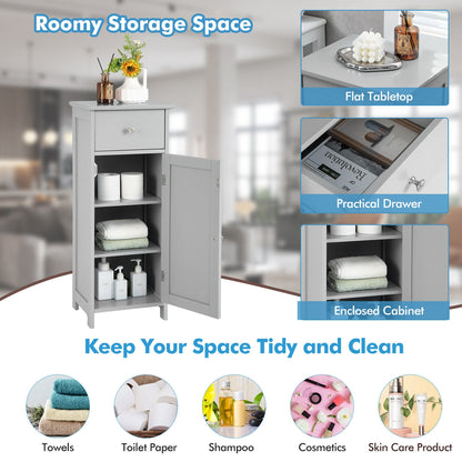 Wooden Bathroom Cabinet With Drawer And Shelf, Gray Floor Cabinets at Gallery Canada