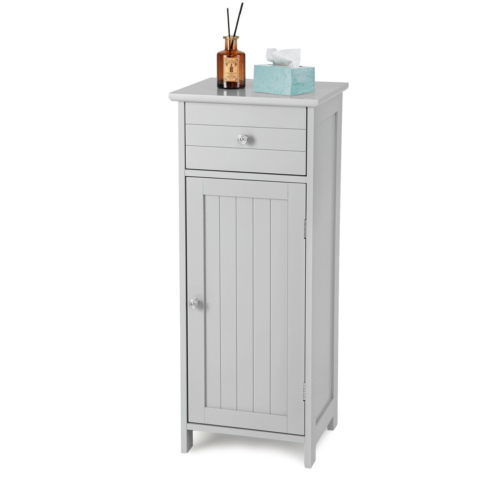 Wooden Bathroom Cabinet With Drawer And Shelf, Gray Floor Cabinets at Gallery Canada