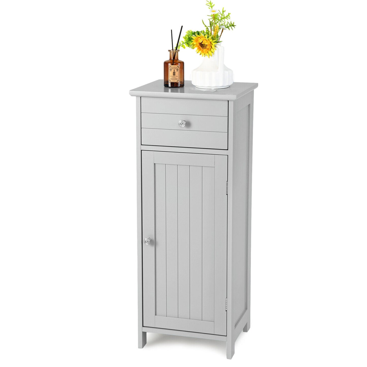 Wooden Bathroom Cabinet With Drawer And Shelf, Gray Floor Cabinets at Gallery Canada