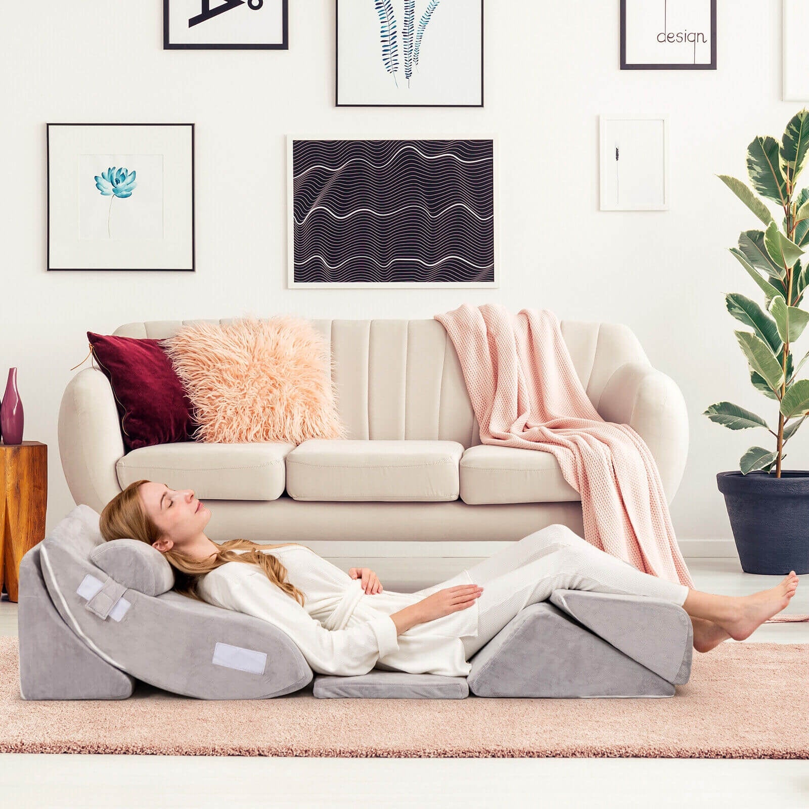 Orthopedic Bed Wedge Pillow Set, 6 Pieces, Gray Bedding at Gallery Canada