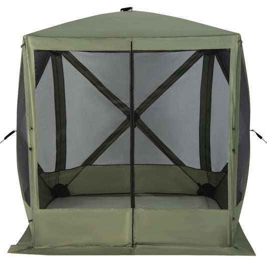 6.7 x 6.7 Feet Pop Up Gazebo with Netting and Carry Bag, Green - Gallery Canada
