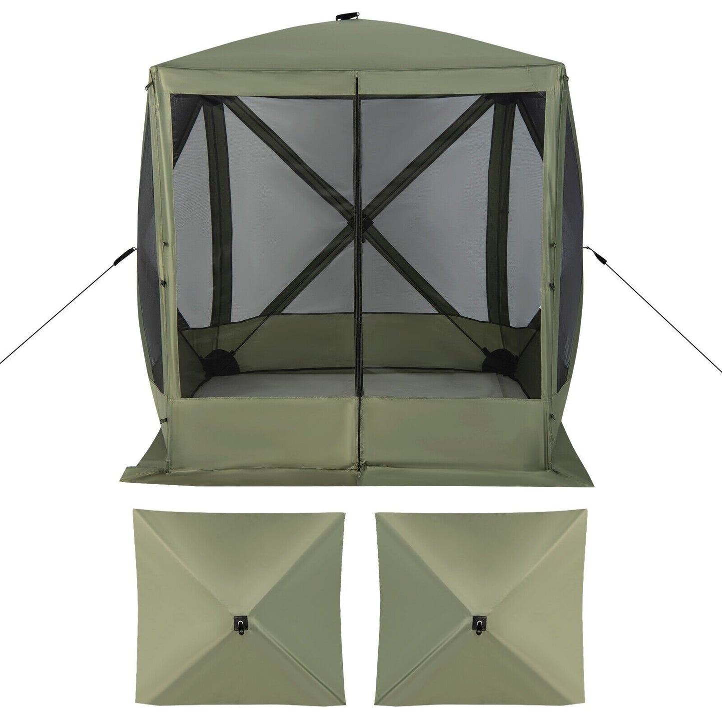 6.7 x 6.7 Feet Pop Up Gazebo with Netting and Carry Bag, Green - Gallery Canada