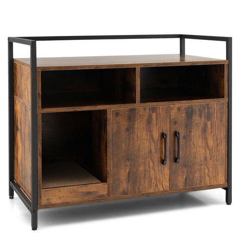 Hidden Cat Washroom, Double Doors, Scratch Cardboard, Coffee