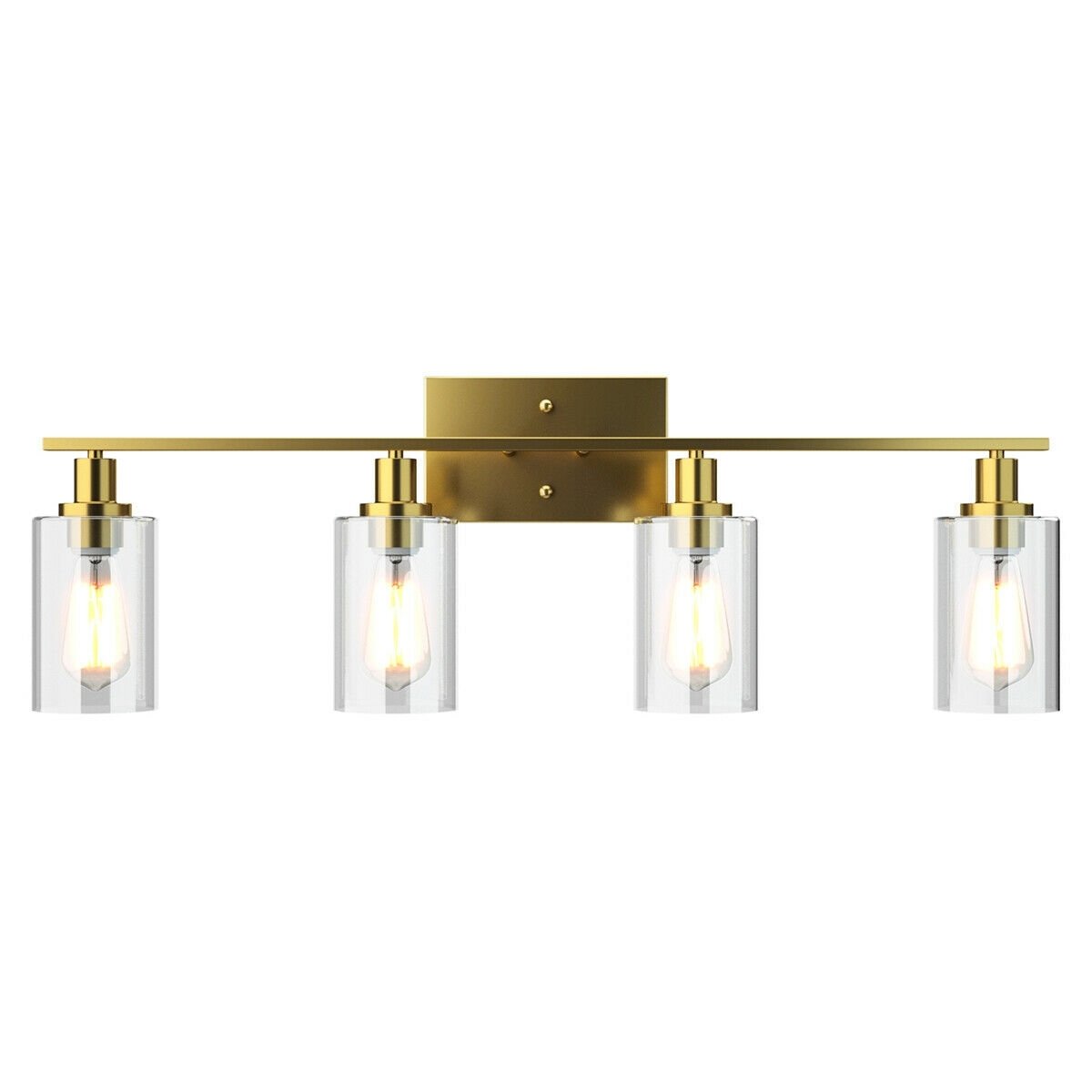 4-Light Wall Sconce with Clear Glass Shade, Golden at Gallery Canada
