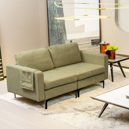 Modern Loveseat Sofa Couch with Side Storage Pocket and Sponged Padded Seat Cushions, Green Sofas & Loveseats at Gallery Canada