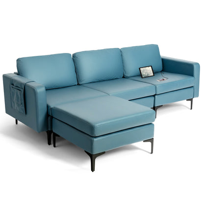 Modular L-shaped Sectional Sofa with Reversible Chaise and 2 USB Ports, Blue Sofas & Loveseats at Gallery Canada