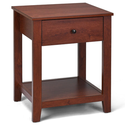 Night Stand With Drawer And Shelf, Brown Nightstands at Gallery Canada