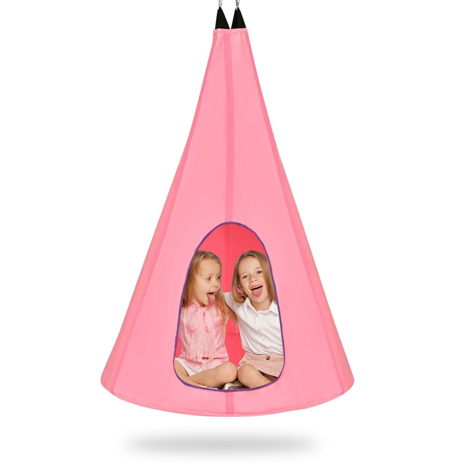 32 Inch Kids Nest Swing Chair Hanging Hammock Seat for Indoor and Outdoor, Pink - Gallery Canada