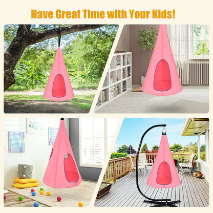 32 Inch Kids Nest Swing Chair Hanging Hammock Seat for Indoor and Outdoor, Pink - Gallery Canada