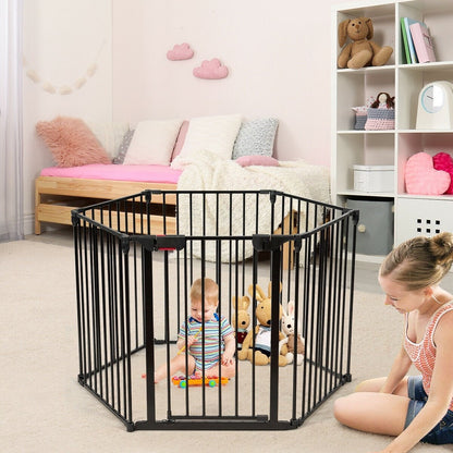 6 Panel Wall-mount Adjustable Baby Safe Metal  Fence Barrier, Black at Gallery Canada