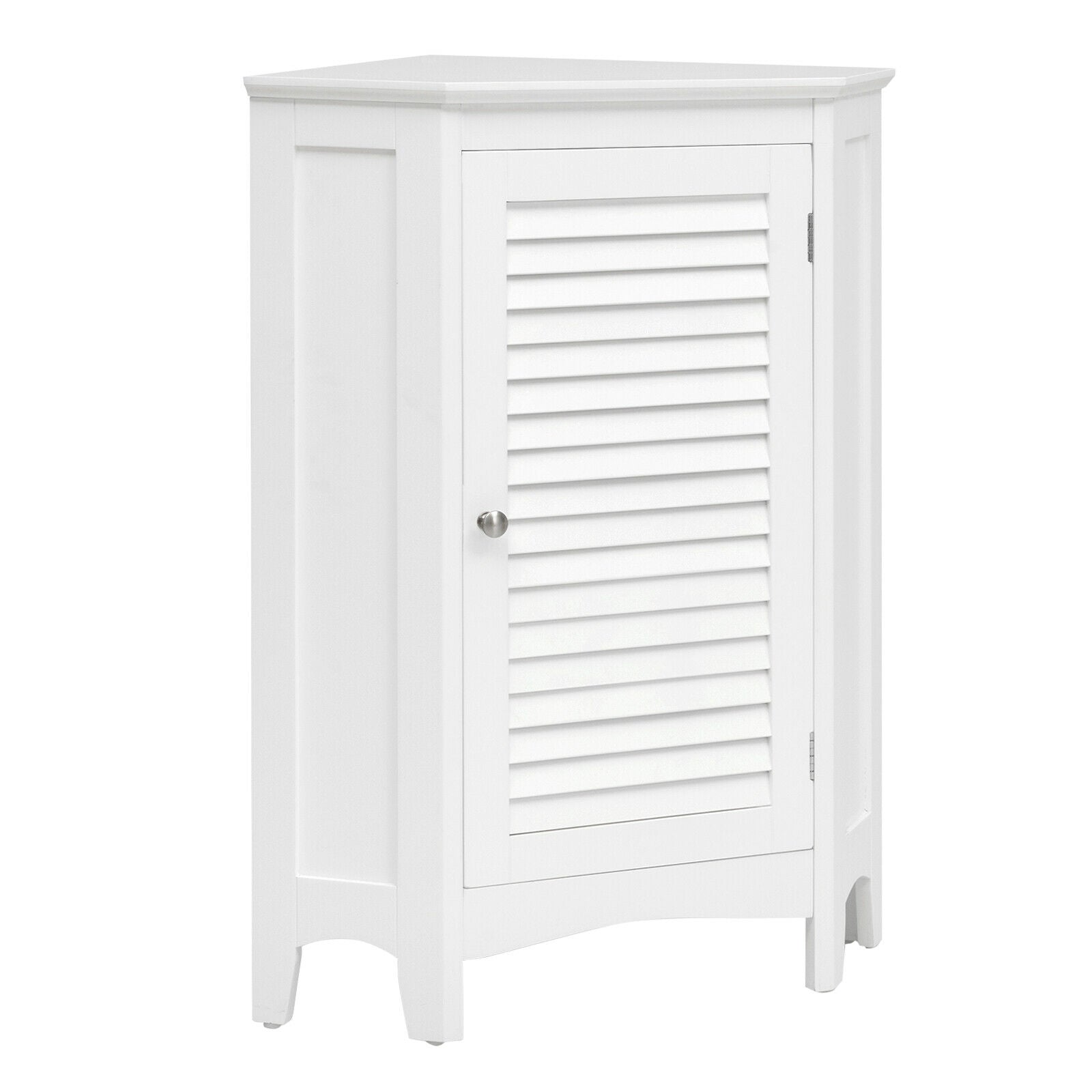 Corner Storage Cabinet, Free Standing, Shutter Door, White Floor Cabinets White at Gallery Canada