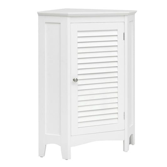 Corner Storage Cabinet, Free Standing, Shutter Door, White Floor Cabinets White at Gallery Canada