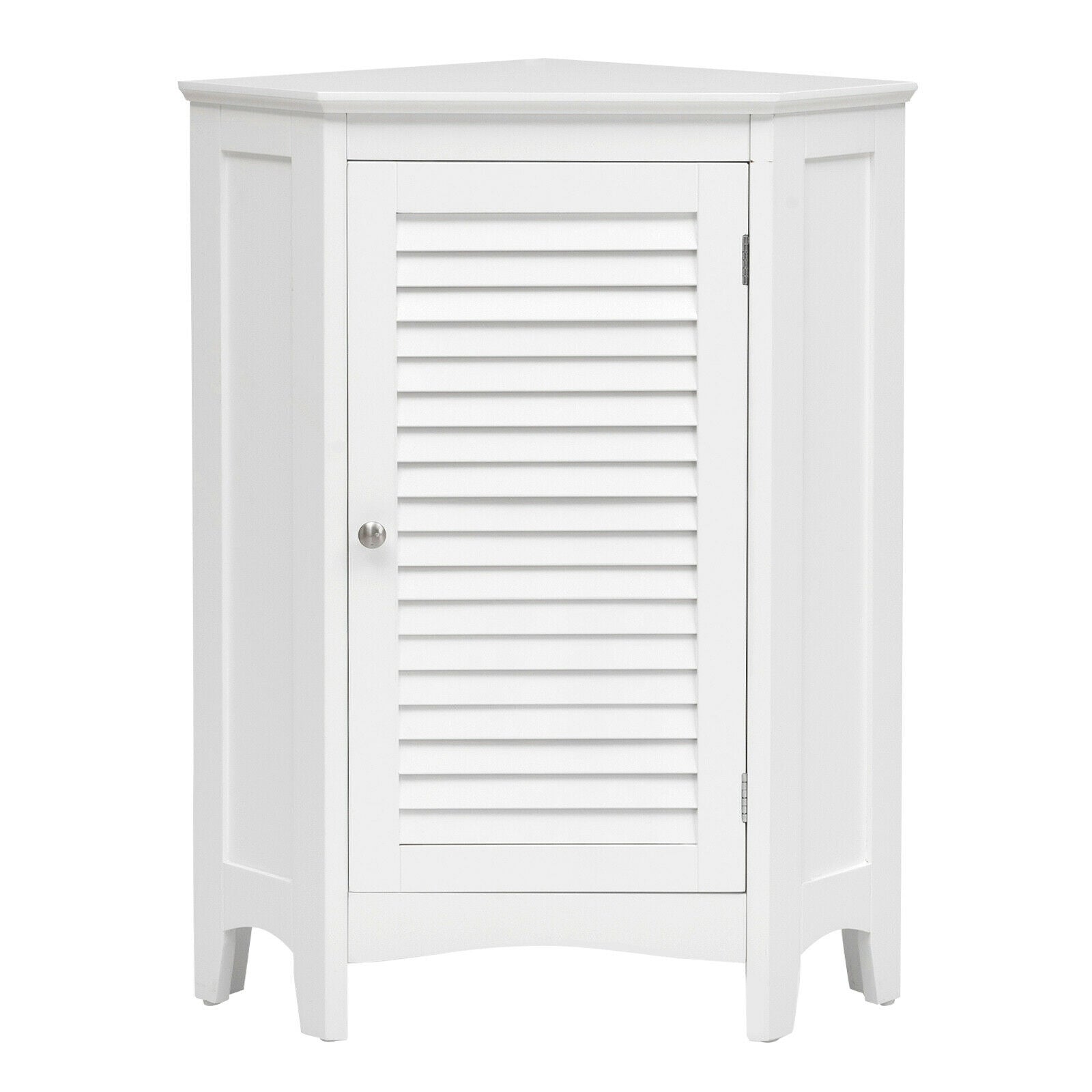 Corner Storage Cabinet, Free Standing, Shutter Door, White Floor Cabinets at Gallery Canada