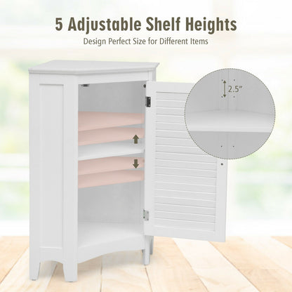 Corner Storage Cabinet, Free Standing, Shutter Door, White Floor Cabinets at Gallery Canada