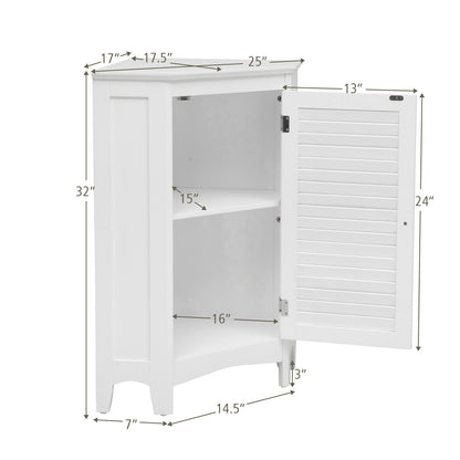 Corner Storage Cabinet, Free Standing, Shutter Door, White Floor Cabinets at Gallery Canada