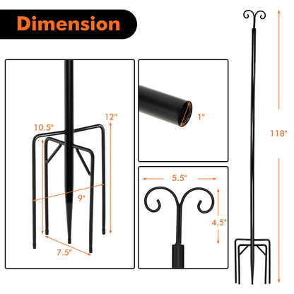 String Light Poles 2 Pack Outdoor Metal Poles with Top Arc Hook and 5-Prong Base-10 ft, Black Outdoor Decor at Gallery Canada
