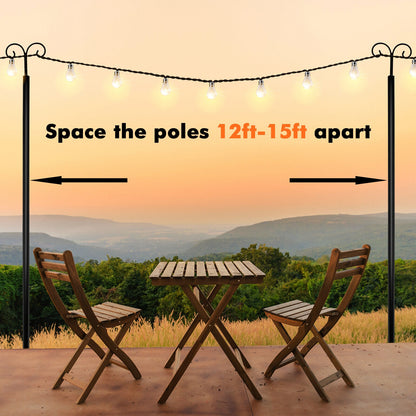 String Light Poles 2 Pack Outdoor Metal Poles with Top Arc Hook and 5-Prong Base-10 ft, Black Outdoor Decor at Gallery Canada