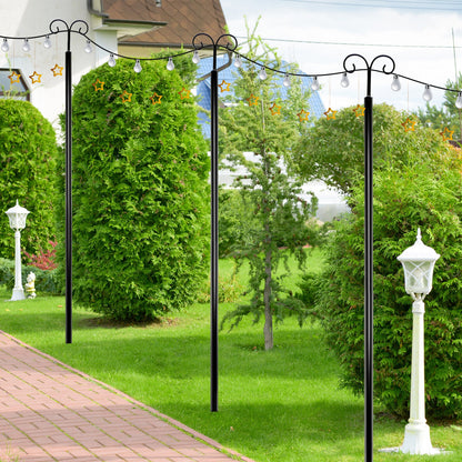 String Light Poles 2 Pack Outdoor Metal Poles with Top Arc Hook and 5-Prong Base-10 ft, Black Outdoor Decor at Gallery Canada