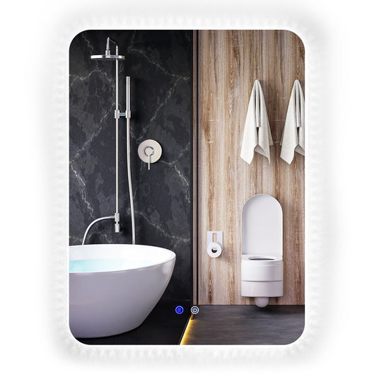 32 x 24 Inch Shatterproof Wall Mirror, 3-Color Lights, Anti-Fog, Transparent Wall Mirrors Transparent at Gallery Canada