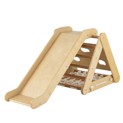 Triangle Climber Toy With Sliding Board, Climbing Net, Natural Climbers & Slides Natural at Gallery Canada
