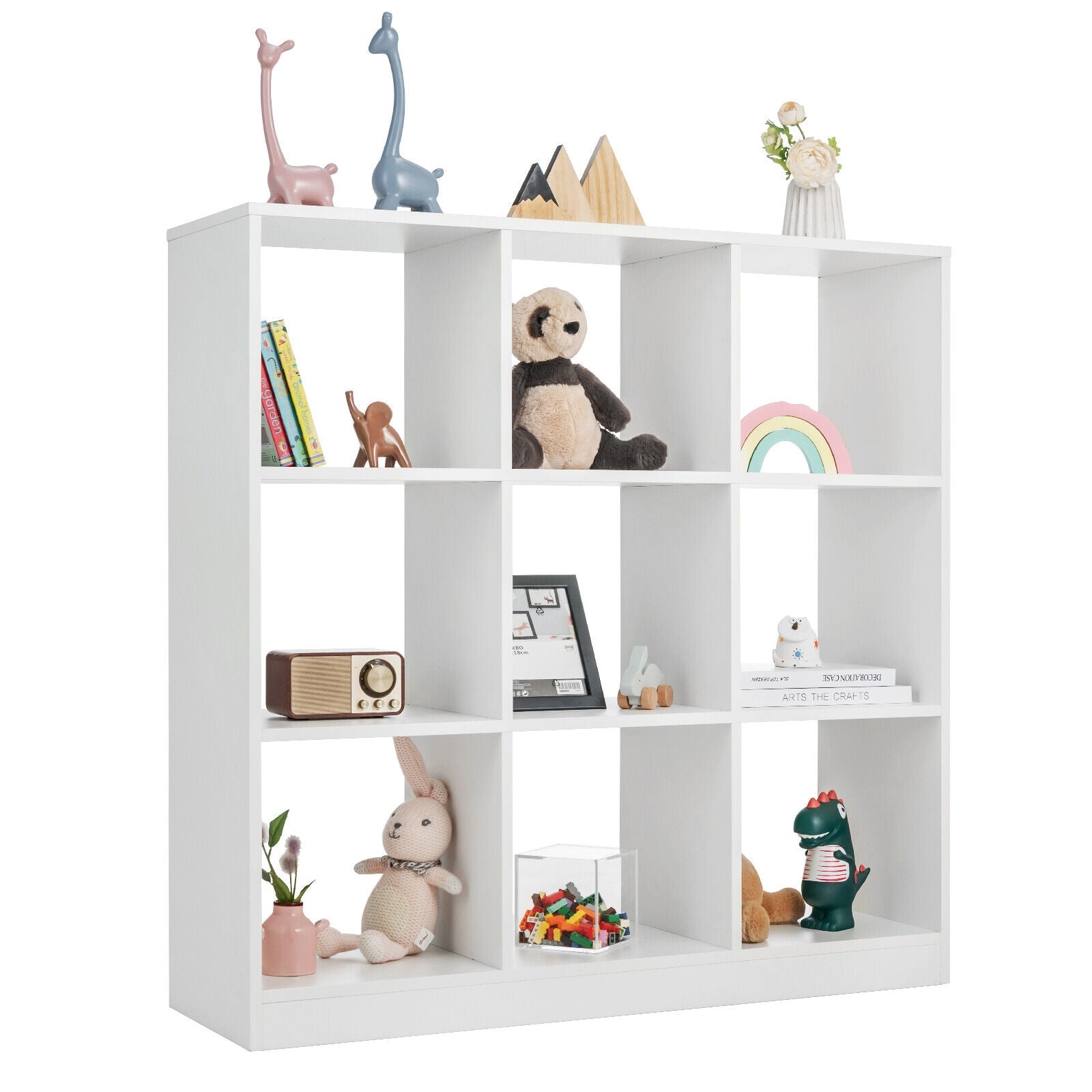 Modern 9-Cube Bookcase with 2 Anti-Tipping Kits for Books Toys Ornaments, White Bookcases White at Gallery Canada