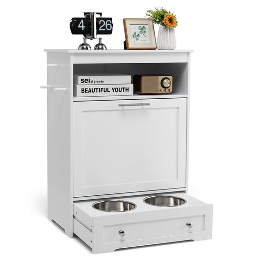 Pet Feeder Station with Stainless Steel Bowl, White Cat Supplies White at Gallery Canada