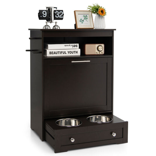 Pet Feeder Station with Stainless Steel Bowl, Coffee Cat Supplies Coffee at Gallery Canada