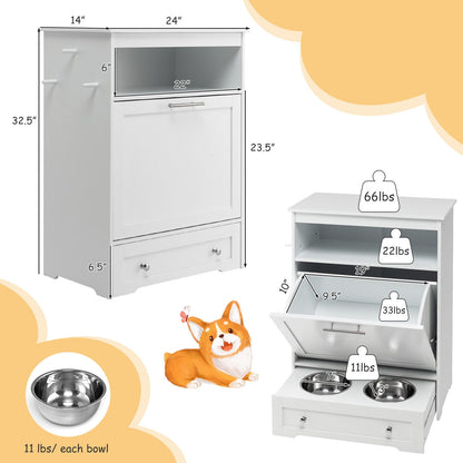 Pet Feeder Station with Stainless Steel Bowl, White Cat Supplies at Gallery Canada