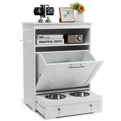 Pet Feeder Station with Stainless Steel Bowl, White Cat Supplies at Gallery Canada