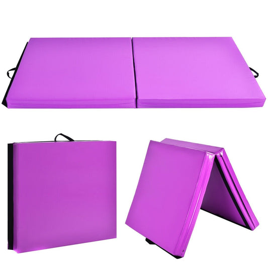 6 x 2 Feet Gymnastic Mat with Carrying Handles for Yoga, Purple at Gallery Canada